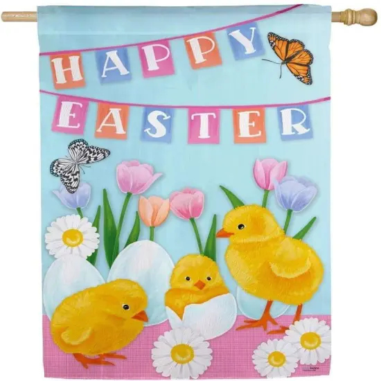 Hatched Happy Easter Flag 2 Sided House Banner {1}