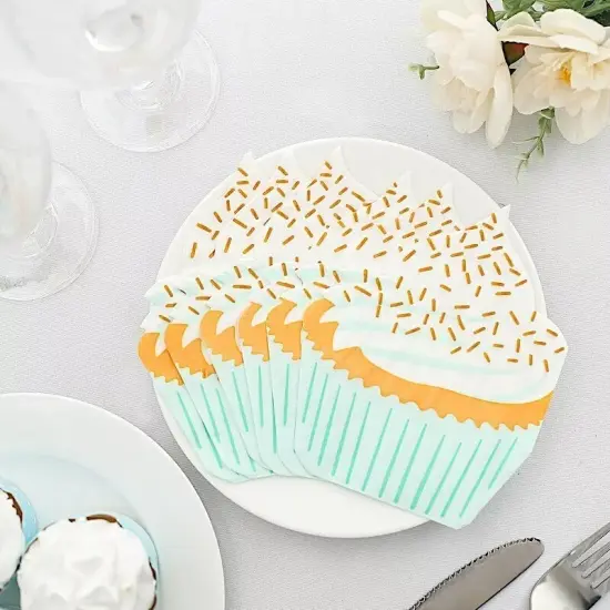 20 White Orange 11x9 in Cupcake Paper Cocktail Napkins Party Events Decorations {2}