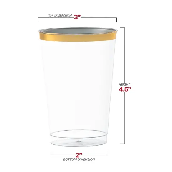 Clear with Metallic Gold Rim Round Tumblers - 12 oz. (240 Cups) {3}