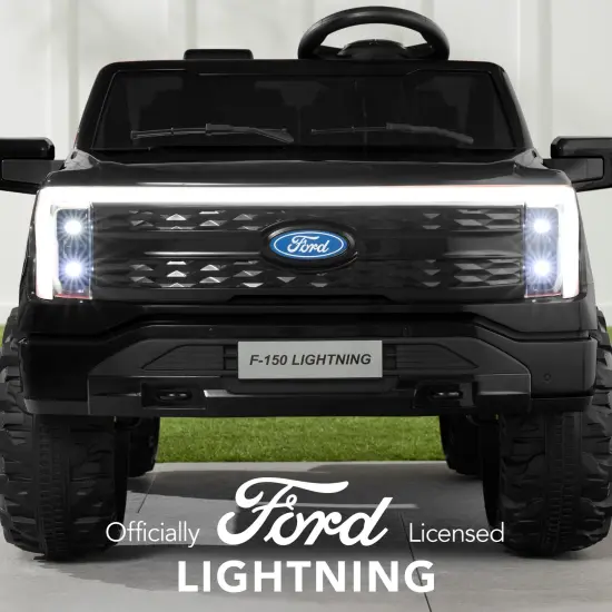 Best Choice Products Kids 24V Ride On Truck Officially Licensed Ford Lightning w/ Remote, LED Lights, 2 Speeds Black {2}
