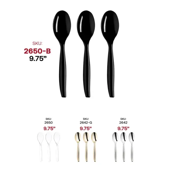 Black Disposable Plastic Serving Spoons (150 Spoons) {6}