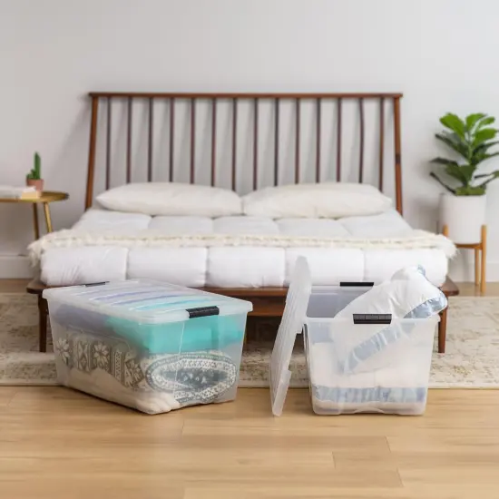 IRIS USA 2 Pack 94 Quart Stackable Plastic Storage Bins with Lids and Latching Buckles {5}