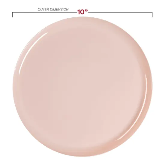Pink Flat Round Disposable Plastic Dinner Plates - 10" (120 Plates) {3}