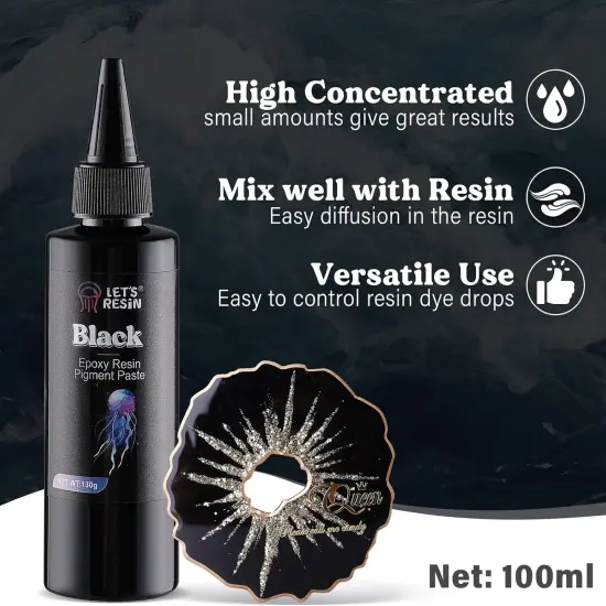 LET'S RESIN Black Epoxy Resin Pigment Paste,100ml High Concentrated Epoxy Resin Color Pigment for Resin Art, Opaque Resin Dye for Resin Painting, River Table, Resin Jewelry Making, Coaster {2}