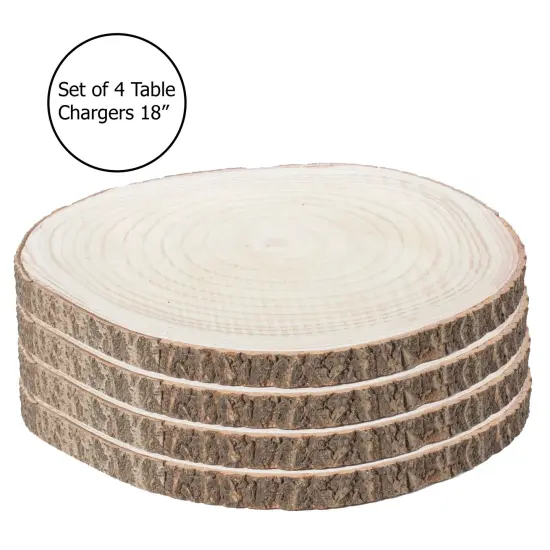 Barky Natural Wood Slabs Rustic Ornament Slice Tray Table Charger set of 4 {11}