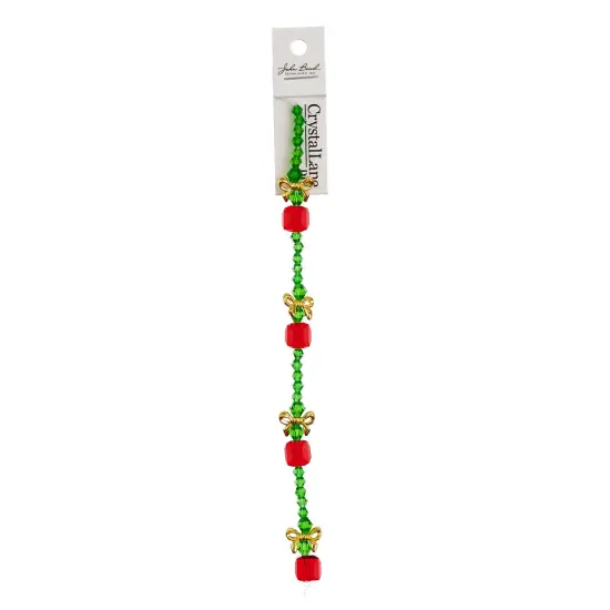 Crystal Lane DIY 7" Designer Holiday Glass Bead Mix Strand Red Present Stack {3}
