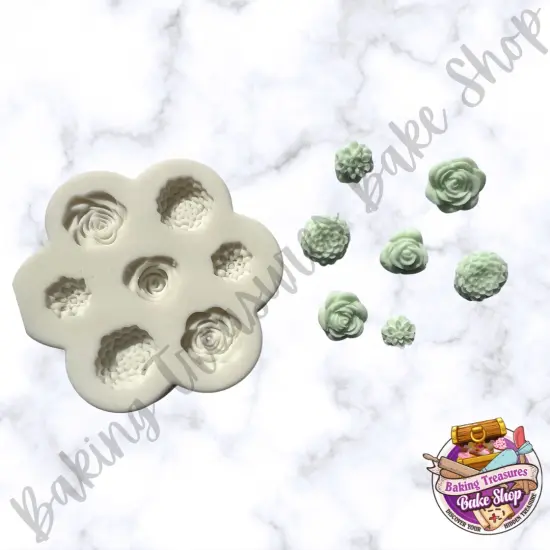 Roses & Cempas&uacute;chil Flower Silicone Mold {1}