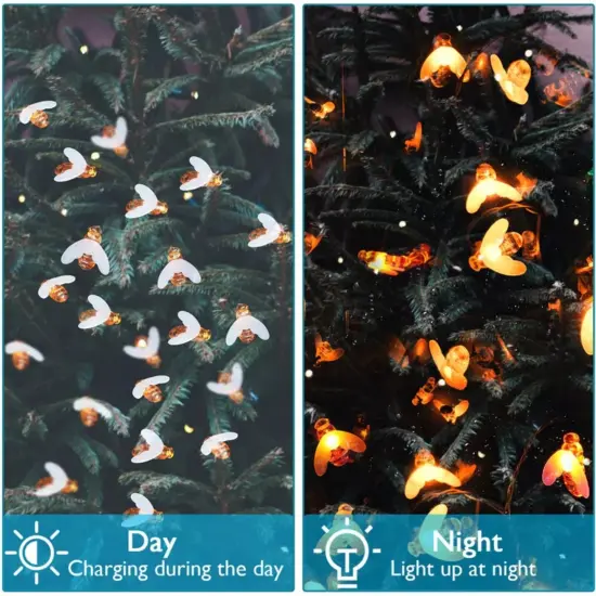 Kitcheniva Waterproof LED Solar Power Bee String Light 21 FT {4}
