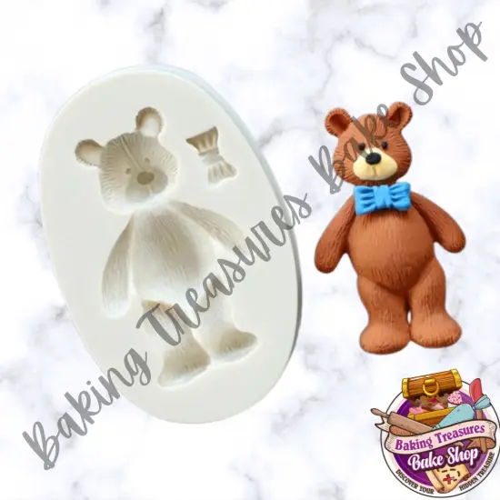 Teddy Bear With Bow Silicone Mold {4}