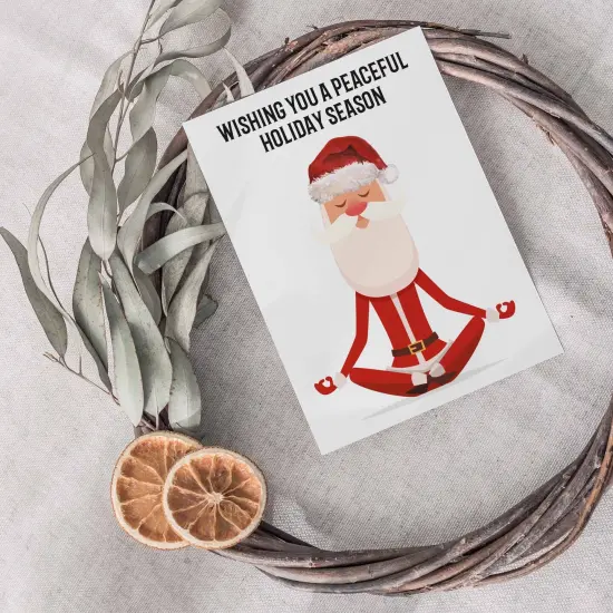 Yoga Santa Christmas Card - 24-Pack Holiday Greeting Cards with Peaceful Santa Meditation Design, Perfect for Sharing Calm Merry Christmas & Holiday Wishes, Blank Inside for Personalized Messages - Relaxing and Unique Stationery Set {3}