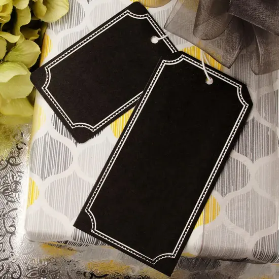Black White Chalkboard Strung Gift Tags 2 1/8 '' x 4 1/4 '' {5}