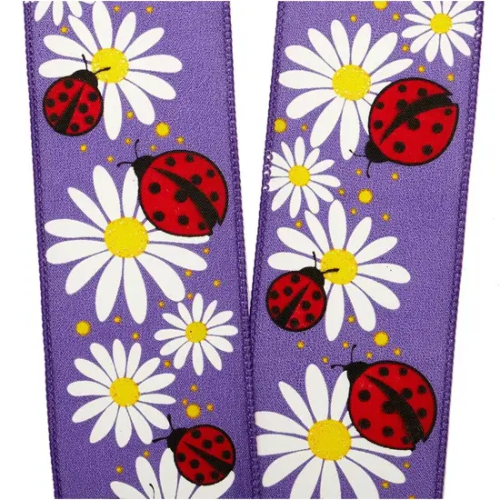 Ladybugs & Flowers Printed Wired Ribbon 2.5" x 10 yd {5}