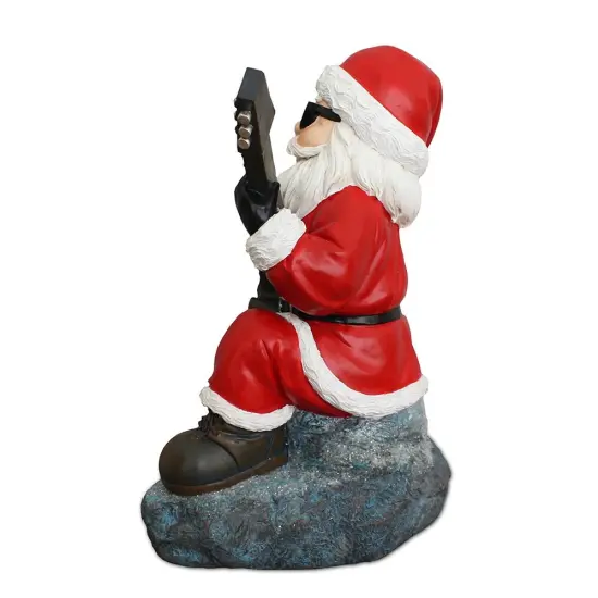 Merry Vibes Rockstar Santa Christmas Figurine, 10" Rock n Roll Lover Gift Garden Statue {6}