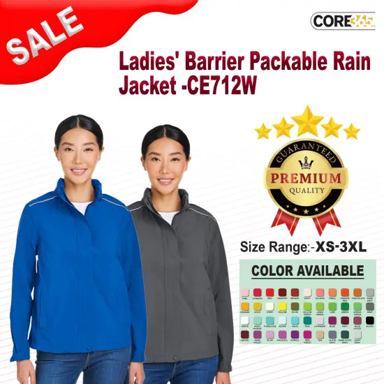 CORE365&reg; Ladies' Barrier Packable Rain Jacket CLASSIC NAVY {2}