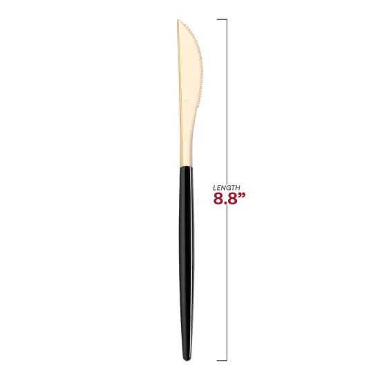 Gold with Black Handle Moderno Disposable Plastic Dinner Knives (240 Knives) {3}