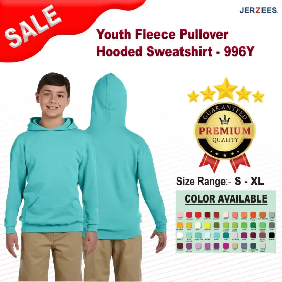 Jerzees&reg; Youth Fleece Pullover Hooded Sweatshirt FOREST GREEN {2}