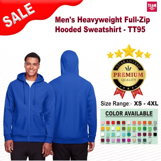 Team&reg; Men's Heavyweight Full-Zip Hooded Sweatshirt DARK GREY HEATHR {2}