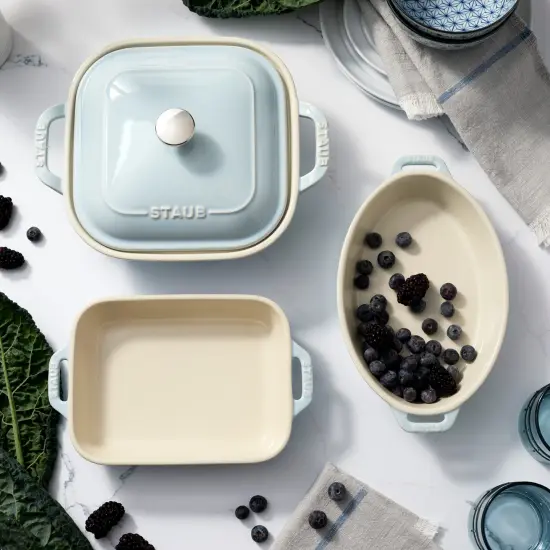 Staub Ceramic 4-pc Baking Pans Set, Casserole Dish with Lid, Brownie Pan, Pastel {7}