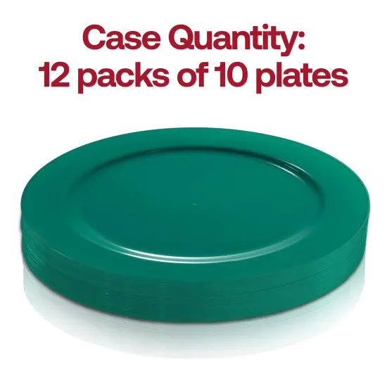 Solid Green Holiday Round Disposable Plastic Dinner Plates - 10.25" (120 Plates) {4}