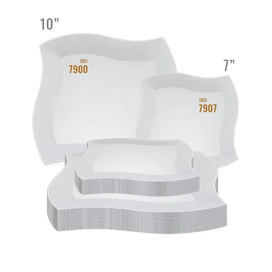 White Wave Plastic Dinnerware Value Set (120 Guests) {4}