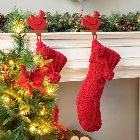 Set of 2 Knitted Polyester Christmas Decoration(Stocking & Tree Skirt) 2pk Red {2}