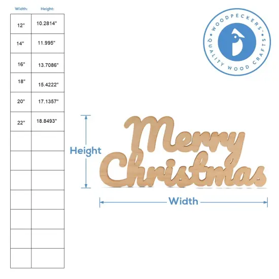 Script Wood &ldquo;Merry Christmas" Cutout, From 12"- 22" | Woodpeckers {5}
