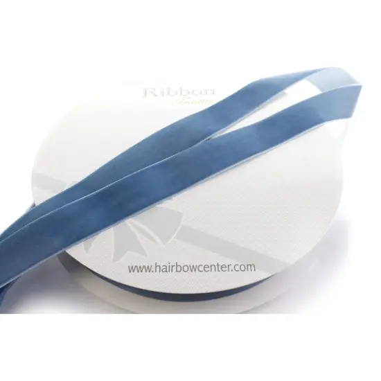 1" Velvet Ribbon (5yd & 25yd Spool Lengths) 338 Antique Blue {3}