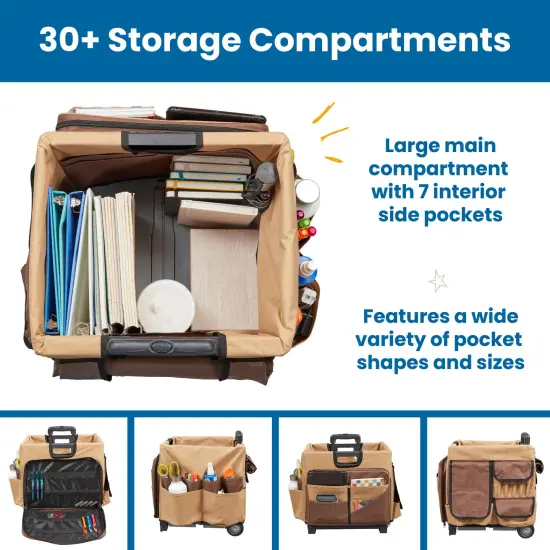 Universal Rolling Cart with Canvas Organizer Bag, Mobile Storage Chocolate/Sand {6}