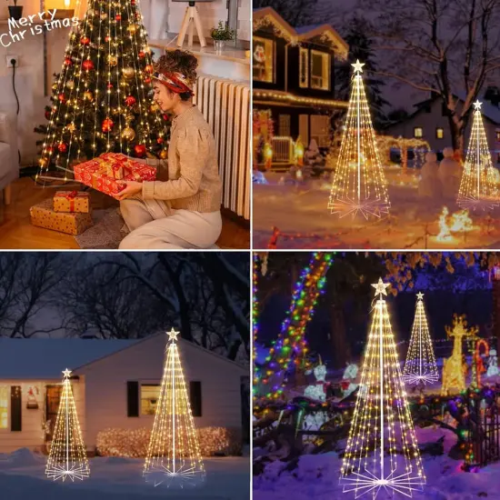 7FT Tree Light Outdoor w Star Warm White {2}