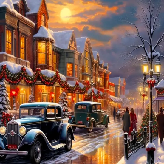 Sunsout Main Street 1000 pc Christmas Jigsaw Puzzle 77038 {1}