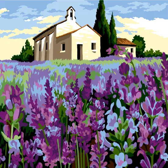 Needlepoint canvas for halfstitch without yarn In The Lavenders MRC15253 Margot de Paris Printed Tapestry Canvas {1}