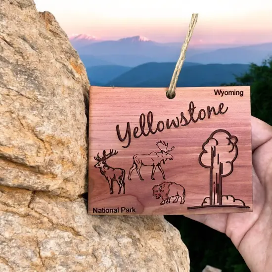 Yellowstone National Park WY - Cedar Ornament {6}