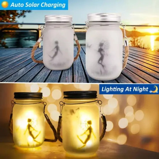 Kitcheniva Christmas Solar Lanterns Fairy Solar Jar Lamps 2 Pcs {3}