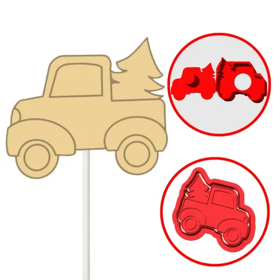 Truck with Tree Christmas Cake Pop Mold {1}