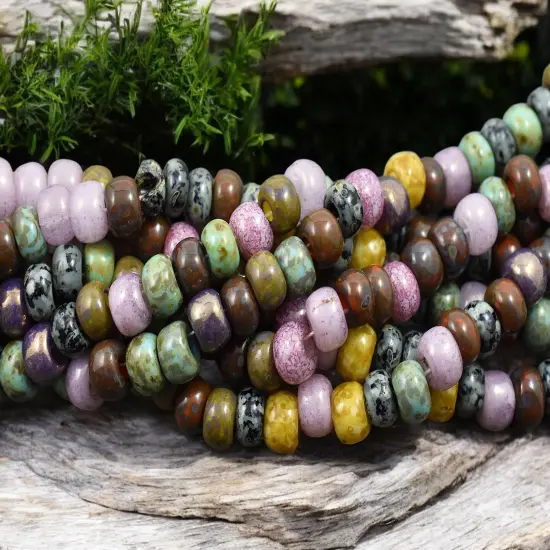 33/0 Aged Rosaline Striped Picasso Seed Bead Mix (9" Strand) {2}