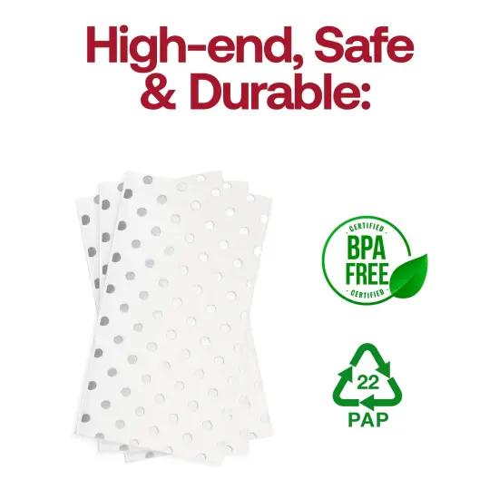 Durable White with Silver Dots Paper Dinner Napkins (600 Napkins) {4}