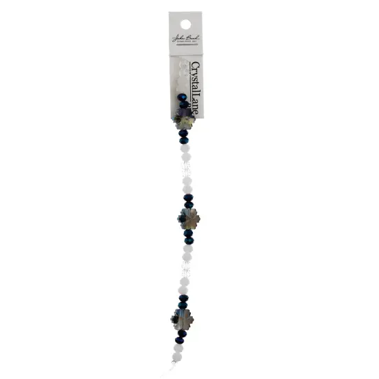 Crystal Lane DIY 7" Designer Holiday Snowflakes Glass Bead Mix Strand White & Cobalt {4}