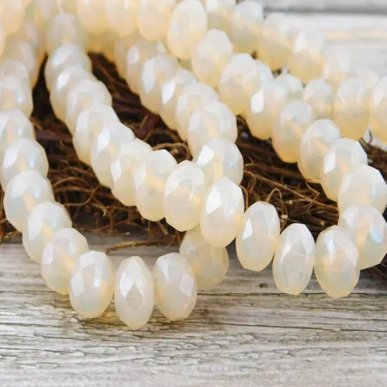 Cream Opalite Fire Polished Rondelle Beads - 3x5mm, 5x7mm or 6x8mm {2}