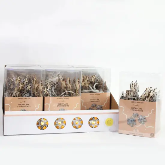 10 LED Wood Snowflake Light Set Battery Operated 2 Assorted Styles {6}