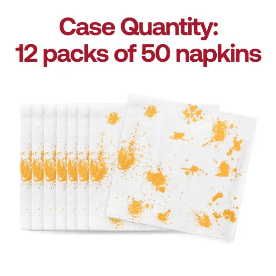 Durable White with Gold Paint Splatter Paper Beverage/Cocktail Napkins (600 Napkins) {5}
