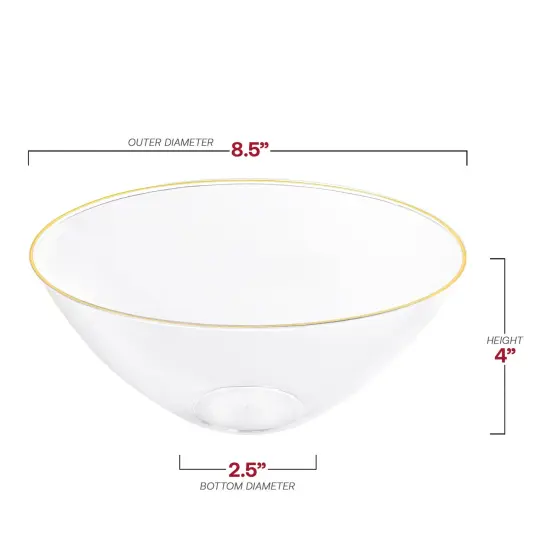 Clear with Gold Rim Organic Round Disposable Plastic Bowls - 32 oz. (60 Bowls) {3}