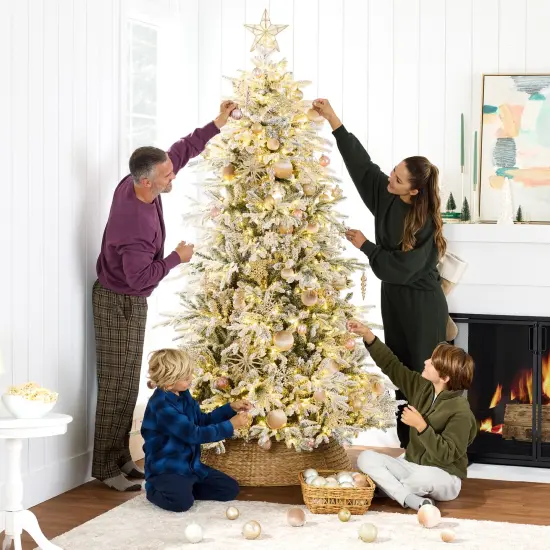 Best Choice Products Pre-Lit Flocked Full Aspen Noble Fir Christmas Tree w/ 2-in-1 Glowing LEDs {3}