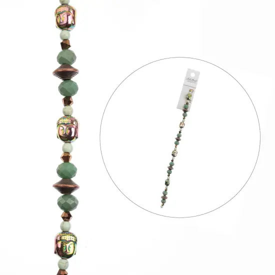 Crystal Lane DIY 7" Mixed Designer Glass Bead Mix Strand Patina Buddha Mix {3}