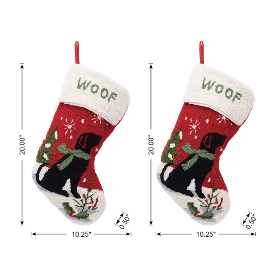 Set of 2 Chrismas Decor Hooked Stockings (Dog/Cat) 2pk Dog {4}