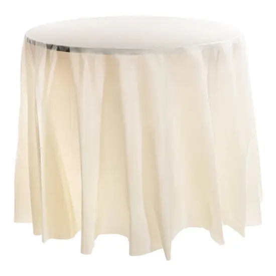 Ivory Round Disposable Plastic Tablecloths - 84" (96 Tablecloths) {1}