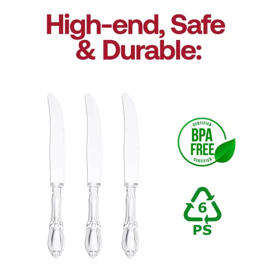 Clear Baroque Disposable Plastic Dinner Knives (480 Knives) {4}