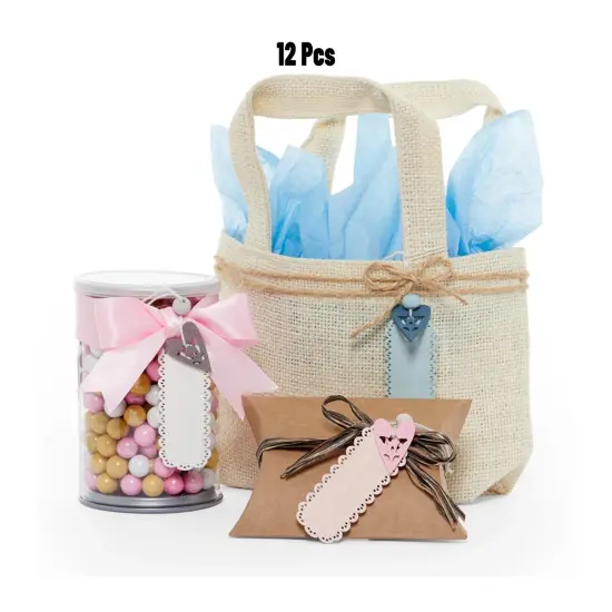 Blue Pre Strung Wooden Tags 1" x 2.5" {3}