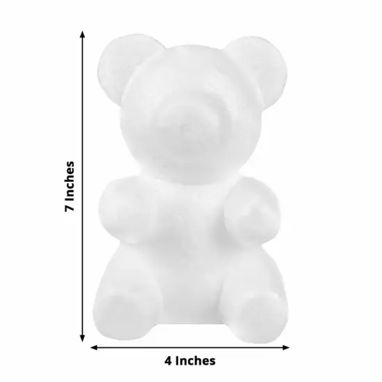 2 White 7" STYROFOAM BEAR 3D Animal Model DIY Craft Decoration Party Supplies {3}