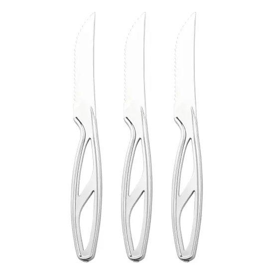 Silver Disposable Plastic Steak Knives (360 Knives) {1}