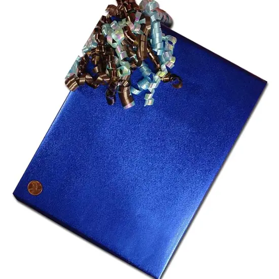 Royal Blue Embossed Metallic Wrapping Paper Pattern 24" x 417" Roll {3}